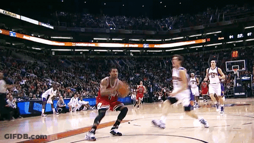 A Basketball Game Is Being Played In Front Of A Crowd With A Scoreboard That Says Nba.com GIF