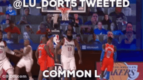 A Basketball Game Is Being Played In Front Of A Crowd With The Caption " Lu Dorts Tweeted Common L Lakers " GIF
