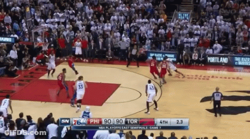 A Basketball Game Is Being Played In Front Of A Large Crowd GIF