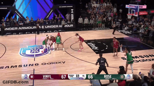 A Basketball Game Is Being Played In Front Of A Samsung Galaxy Advertisement GIF