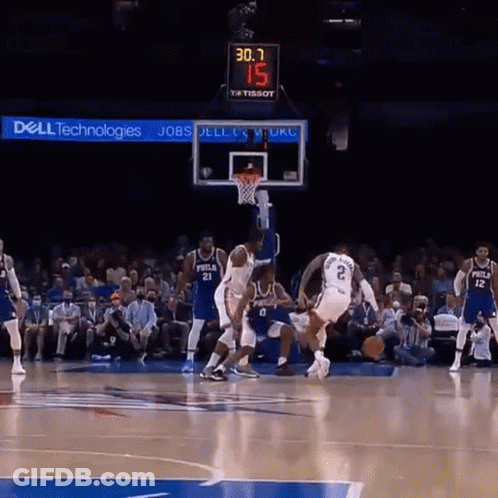 A Basketball Game Is Being Played In Front Of A Sign That Says Dell Technologies GIF