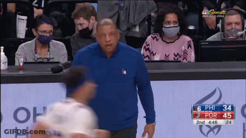 A Basketball Game Is Being Played In Philadelphia And The Score Is 34 To 45 GIF