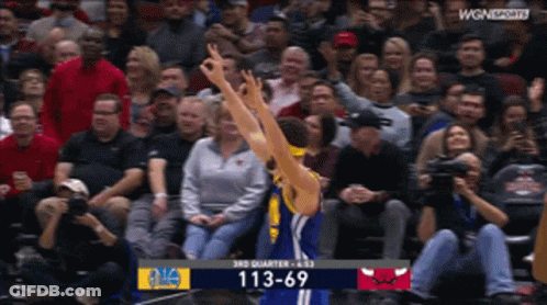 A Basketball Game Is Being Played In The 3Rd Quarter And The Score Is 113-69 GIF