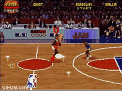 A Basketball Game Is Being Played On A Computer GIF