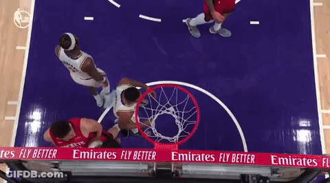 A Basketball Game Is Being Played On A Court Sponsored By Crypto.com Arena GIF