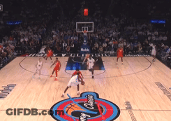 A Basketball Game Is Being Played On A Court With A Logo For My Choice GIF