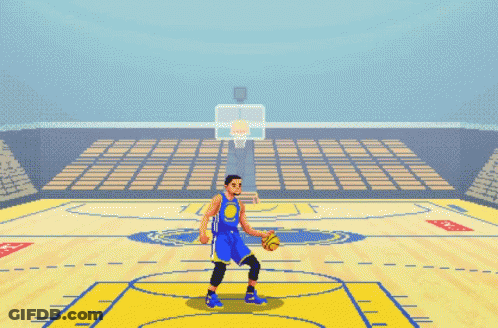A Basketball Game Is Being Played On A Court With A Player Wearing A Blue Jersey That Says Golden State Warriors GIF