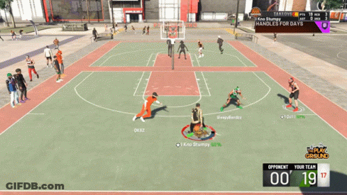 A Basketball Game Is Being Played On A Court With A Score Of 19 To 19 GIF