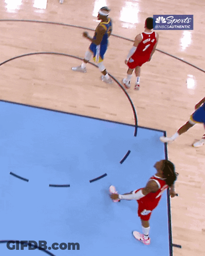 A Basketball Game Is Being Played On A Court With A Sports Logo GIF