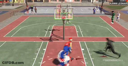 A Basketball Game Is Being Played On A Court With Kawhi Leonard GIF