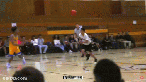 A Basketball Game Is Being Played On A Court With The Letters Gv On The Bottom Right GIF