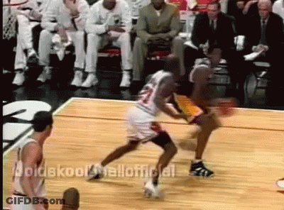 A Basketball Game Is Being Played On A Court With The Word Oldskool On The Bottom Right Corner GIF