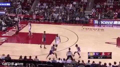A Basketball Game Is Being Played On A Court With Toyota Center Written On It GIF