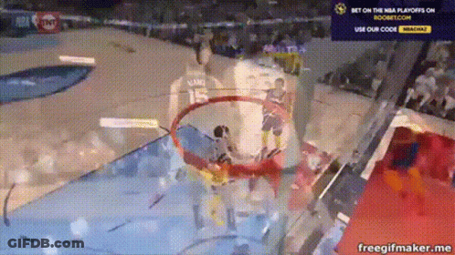 A Basketball Game Is Being Played On A Screen That Says " Bet On The Nba Playoffs On Rocket.com " GIF