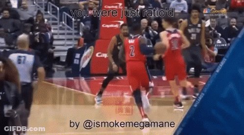 A Basketball Game Is Being Played With A Caption That Says You Were Just Ratio 'D By @Ismokemegamane GIF