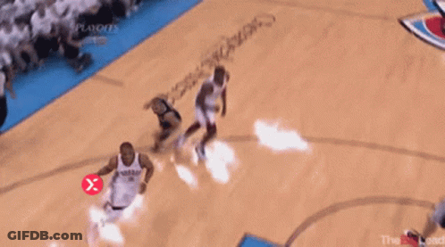 A Basketball Game Is Being Played With A Red X In The Middle GIF