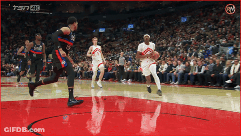 A Basketball Game Is Being Played With A Tsn 4K Logo In The Background GIF