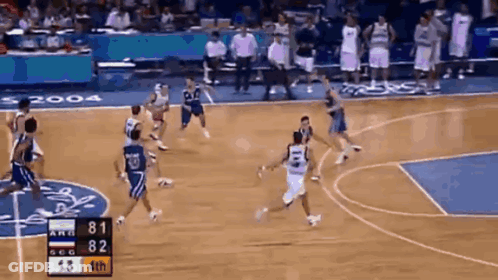 A Basketball Game Is Being Played With The Score 81 To 82 GIF