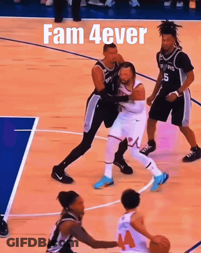 A Basketball Game Is Being Played With The Words Fam 4Ever Above It GIF