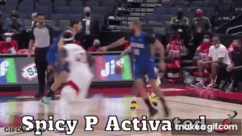 A Basketball Game Is Being Played With The Words Spicy P Activated In The Corner GIF