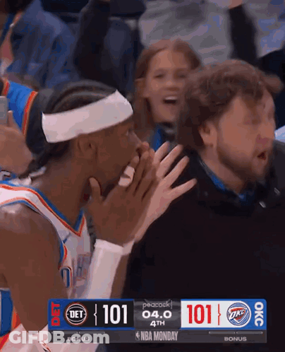 A Basketball Game Is Being Shown On Peacock And The Score Is 101 To 101 GIF