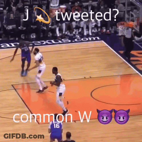 A Basketball Game Is Being Tweeted With A Picture Of A Player With The Number 16 On His Jersey GIF