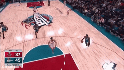 A Basketball Game Is Underway And The Score Is 37 45 GIF