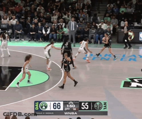 A Basketball Game Is Underway And The Score Is 66-55 GIF