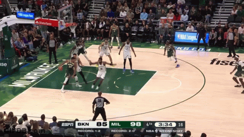 A Basketball Game Is Underway And The Score Is 98 To 98 GIF