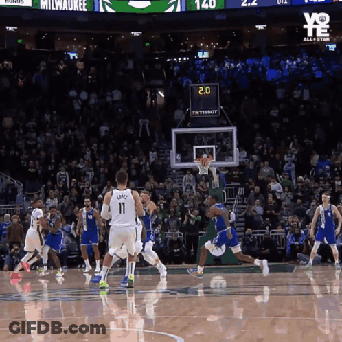 A Basketball Game Is Underway And The Scoreboard Says 2.0 GIF