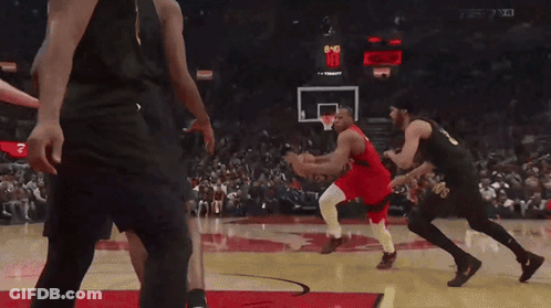 A Basketball Game Is Underway And The Scoreboard Says 8:39 GIF