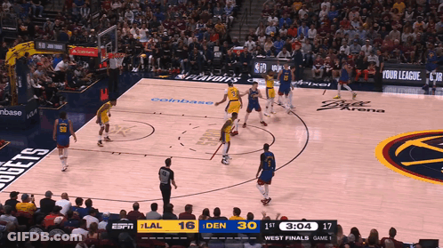 A Basketball Game Is Underway And The Scoreboard Shows The Score As 30 To 16 GIF