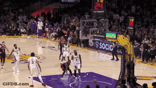 A Basketball Game Is Underway And The Scoreboard Shows The Time As 24 Seconds GIF