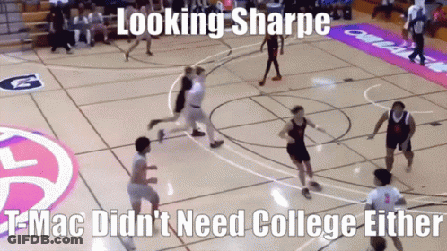 A Basketball Game With The Caption Looking Sharpe GIF