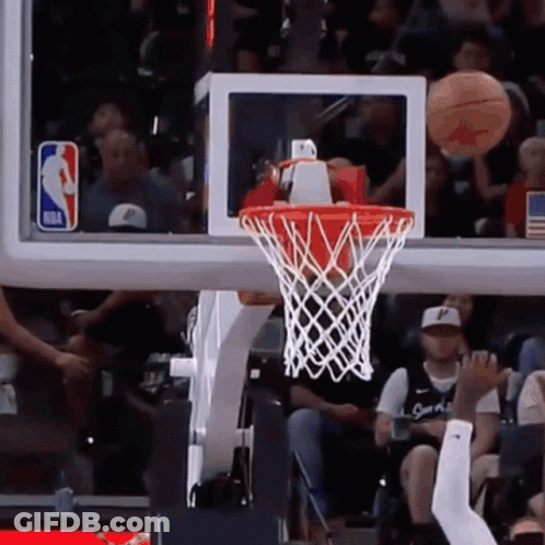 A Basketball Going Through A Hoop With A Nba Logo On The Back GIF