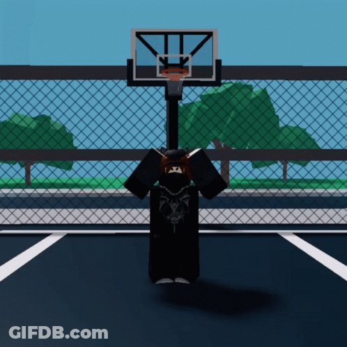 A Basketball Hoop With A Person Standing In Front Of It GIF