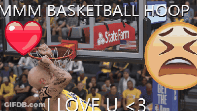 A Basketball Hoop With A State Farm Banner On It GIF