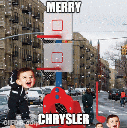 A Basketball Hoop With The Word Merry On It GIF