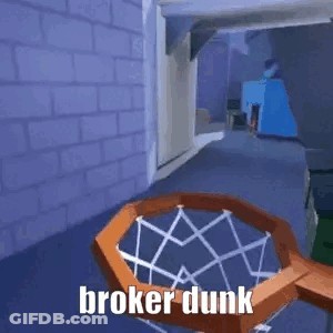 Basketball Hoop With Broker Dunk GIF