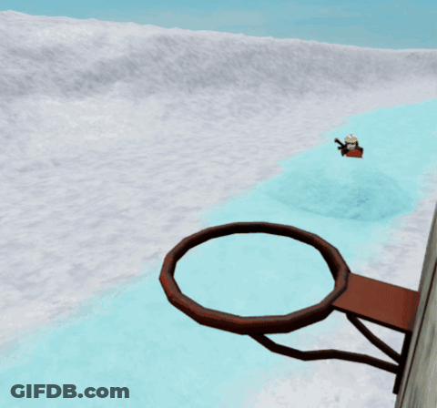 A Basketball Is Going Through A Hoop With A Person Wearing Sunglasses In The Background GIF