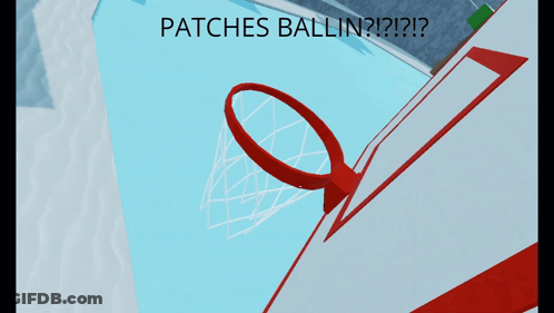 A Basketball Is Going Through A Hoop With The Words Patches Ballin Written Below It GIF