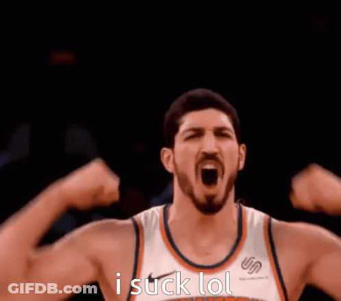 A Basketball Player Flexing His Muscles And Saying I Suck LOL GIF