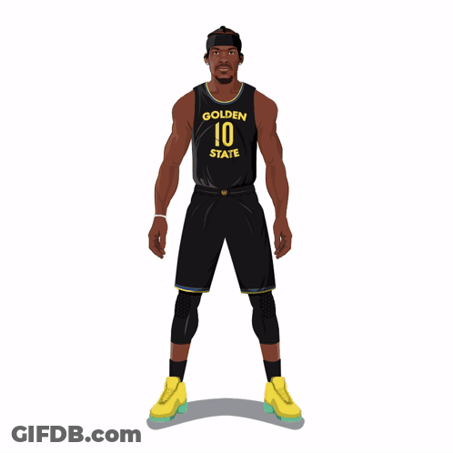 A Basketball Player For Golden State Is Standing In Front Of A Rainbow Background GIF