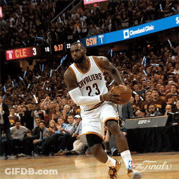 A Basketball Player For The Cavaliers Dribbles The Basketball GIF