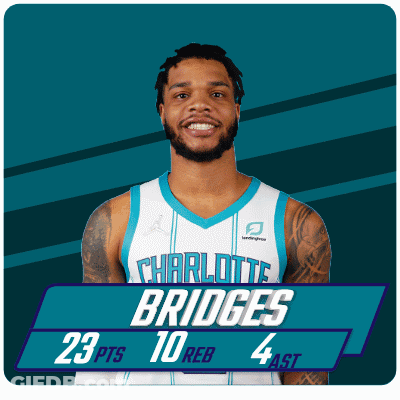 A Basketball Player For The Charlotte Bridges Has 23 Points And 10 Rebounds GIF