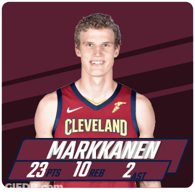 A Basketball Player For The Cleveland Cavaliers Has 23 Points And 10 Rebounds GIF