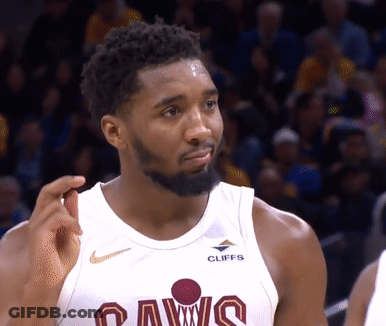 A Basketball Player For The Cleveland Cavs Looks At The Camera GIF
