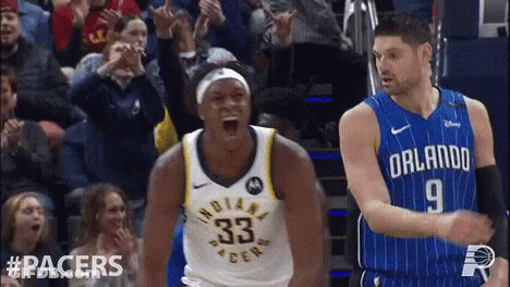 A Basketball Player For The Indiana Pacers Is Screaming GIF