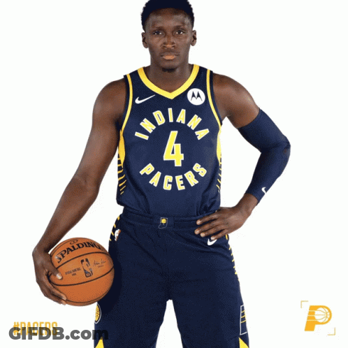 A Basketball Player For The Indiana Pacers Poses For A Picture GIF