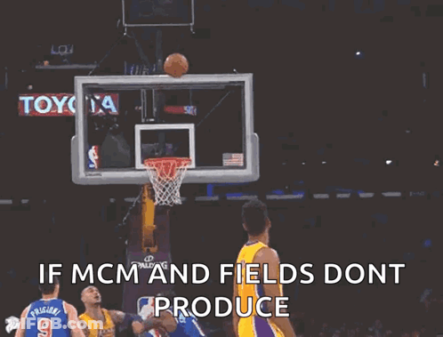 A Basketball Player For The Lakers Throws A Ball Into The Net GIF